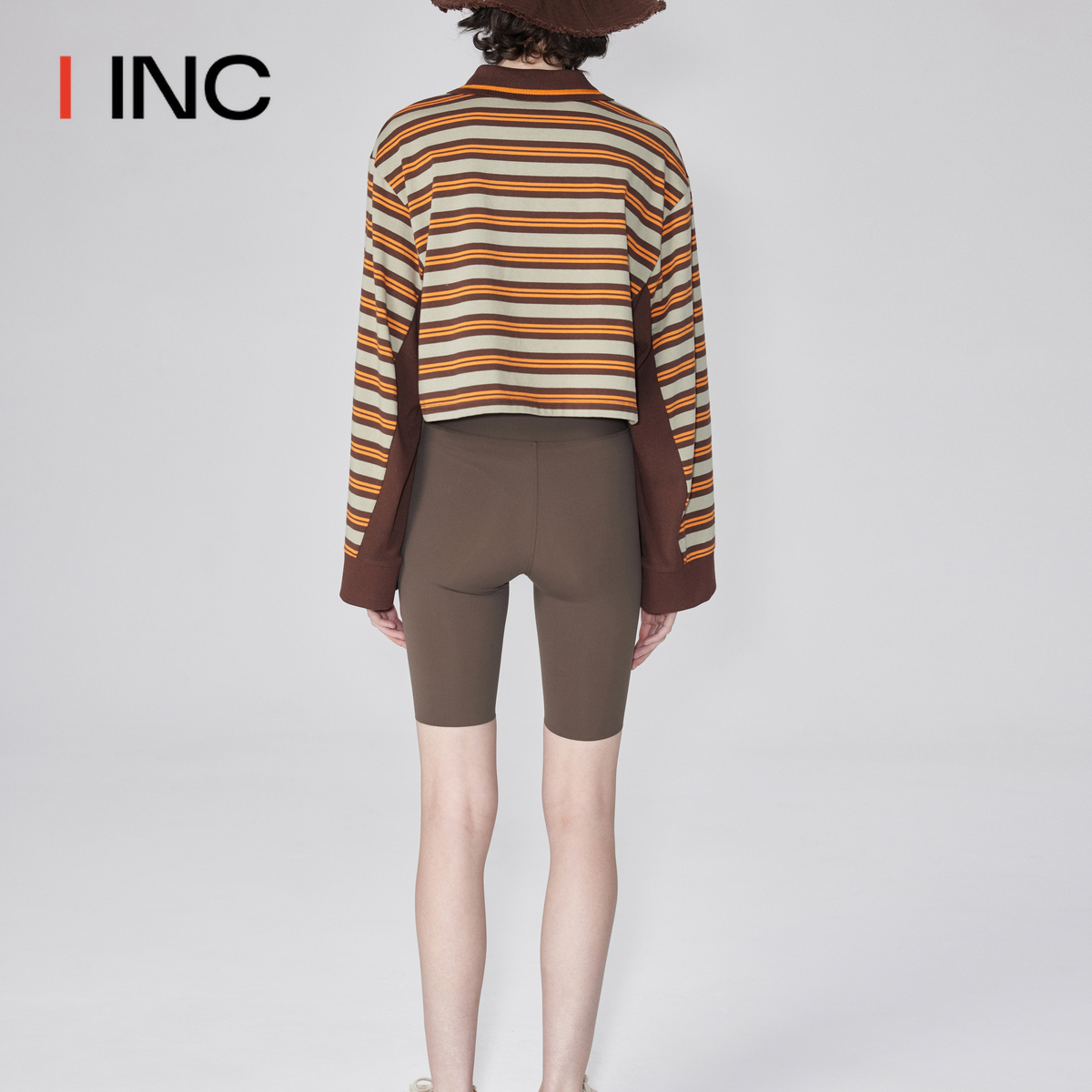 ICE DUST 设计师品牌 IINC 24SS刺绣logo拼色条纹长袖polo衫女 - 图1