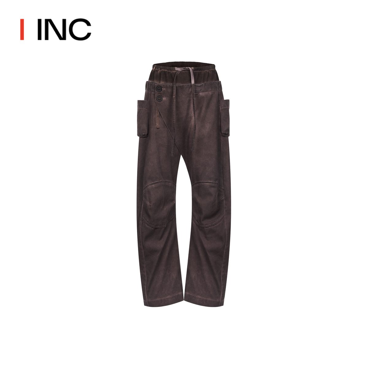 【ATTEMPT设计师品牌】IINC 23AW双腰复古拼接长裤宽松直筒拖地裤-图3