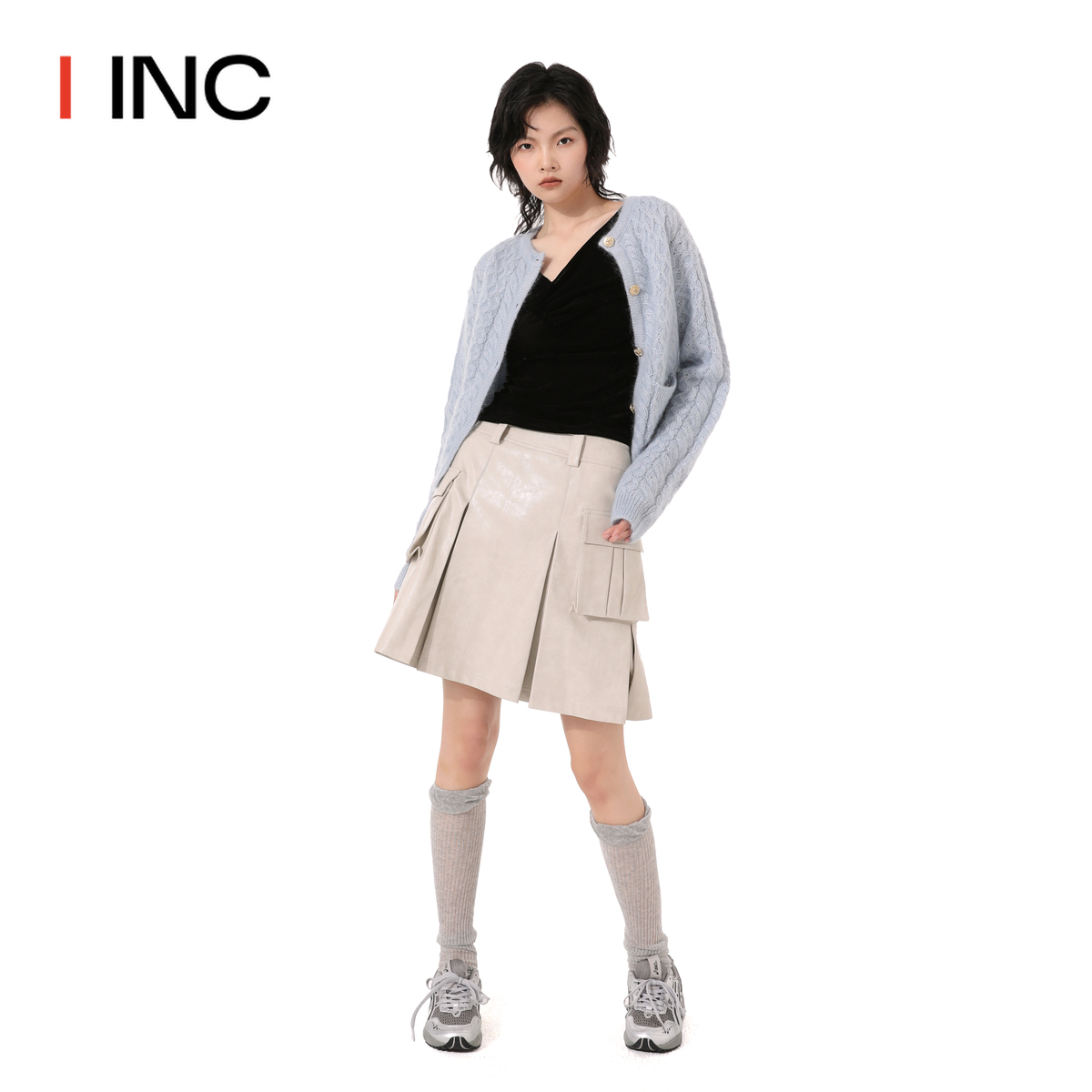 【MARK GONG 设计师品牌】IINC 23AW口袋装饰百褶半身短裙下装女 - 图2