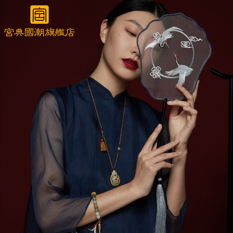 宫典国潮古风尼龙绳女旗袍和田玉 宫典珠宝项链