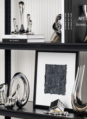 2025新款高级感银色轻奢套装摆件