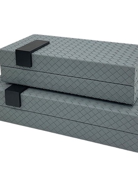 售楼处样板衣帽间收纳首饰盒皮革高端家居软装编织装饰盒卧室摆件