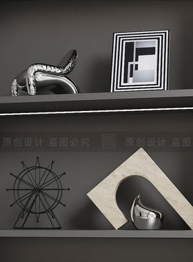 样板间书柜摆件软装组合