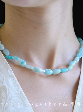 天然石×哑光纯银碧荷曼波