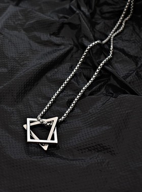 日韩潮人网红几何三角形正方形套装吊坠闺蜜情侣个性饰品男女项链