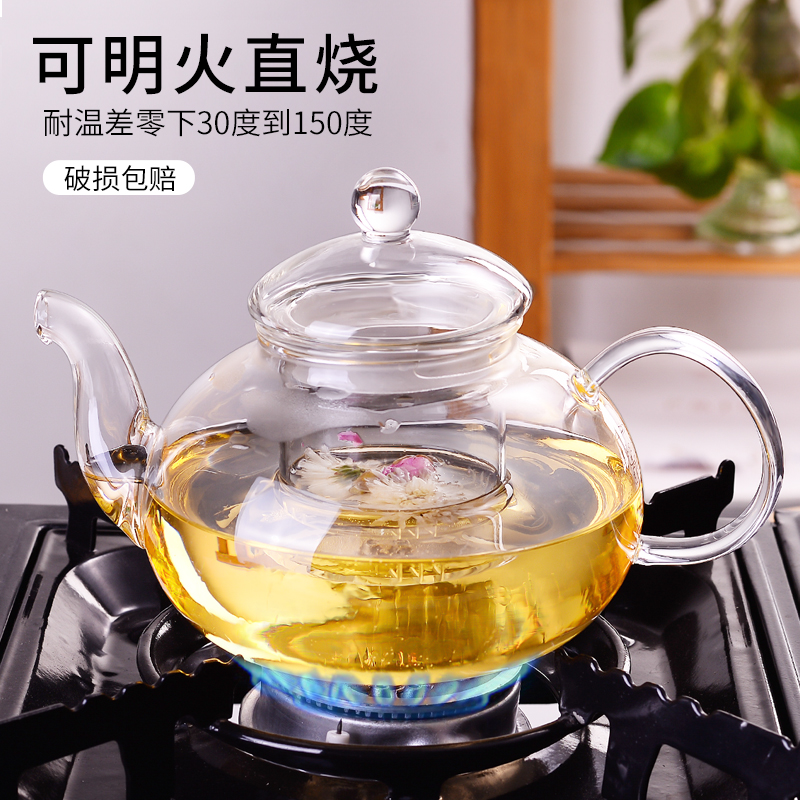 水果茶壶套装下午茶茶具轻奢风格玻璃茶壶加热蜡烛煮茶花茶杯子 - 图1