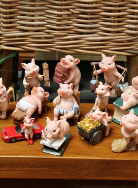 勤劳奋斗的励志小猪猪桌面摆件