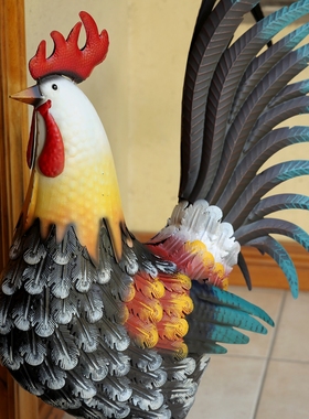 创意彩绘手工铁艺铁公鸡母鸡情侣