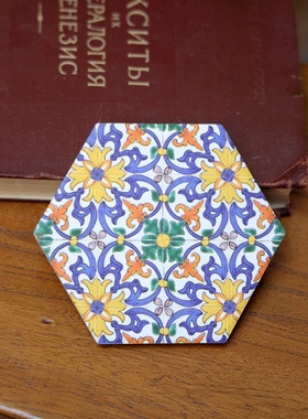 美式乡村风格手绘艺术花纹杯垫