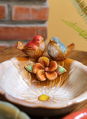 小鸟点心盘陶瓷珠宝首饰收纳盘