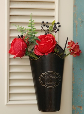 做旧田园挂壁装饰铁皮桶墙面挂饰