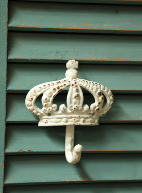 欧式铁艺铸铁做旧锈蚀风皇冠挂钩