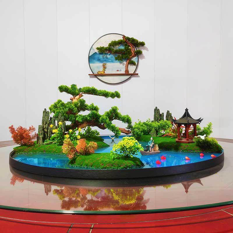 大圆桌中间转盘摆件餐桌花摆花高端现代简约餐桌上的假花沙盘盆景,淘宝优惠券,粉丝福利购,淘宝优惠卷