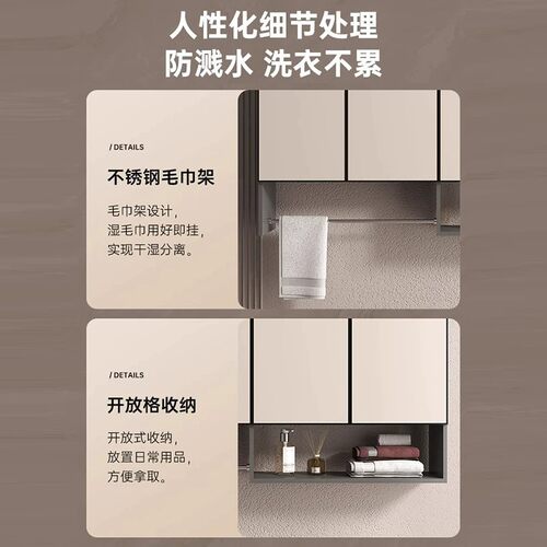 蜂窝铝吊柜壁挂式墙上储物柜浴室卫生间置物架厨房阳台悬空收纳柜 - 图2