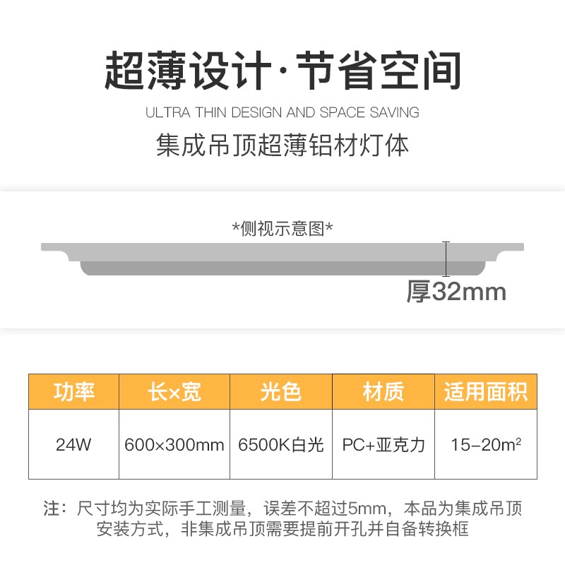 佛山照明集成吊顶平板灯300x300led照明模块嵌入式厨卫铝边吊顶灯 - 图1