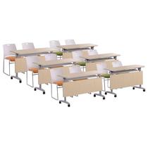 Student Group Coaching Splicing Table Flap Double with wheel Wooden Desk Office Meeting Folding Training Table And Chairs