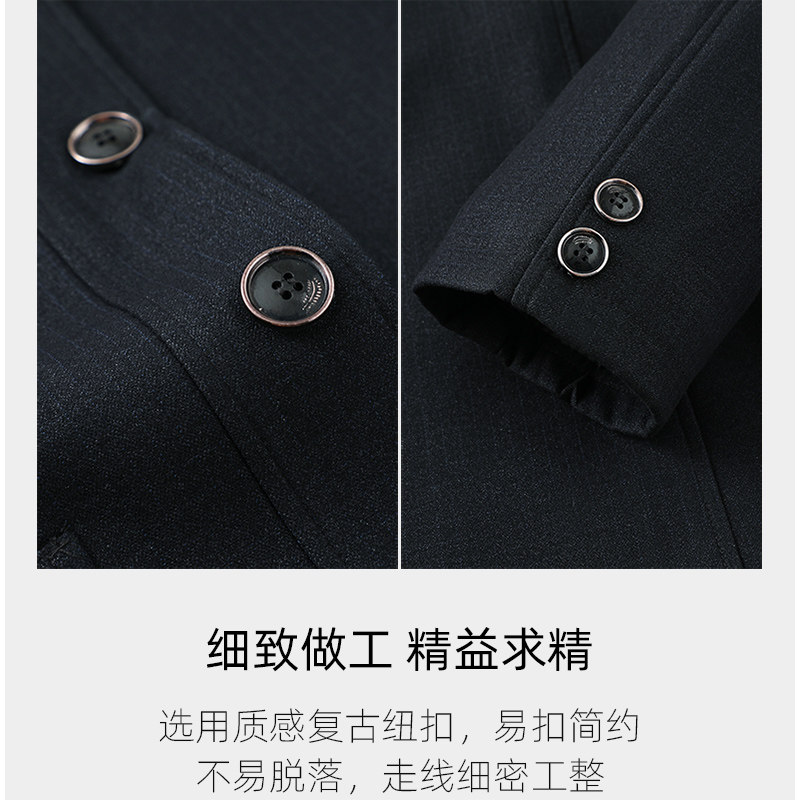 纽扣版爸爸装春秋装外套中老年人休闲夹克男爷爷衣服宽松大码上衣