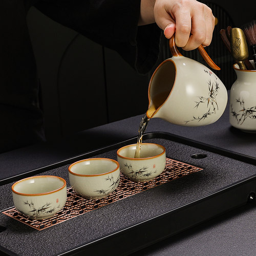 青花汝窑公道杯缠枝莲茶海公杯匀茶器分茶器过滤器茶滤组茶具配件 - 图3