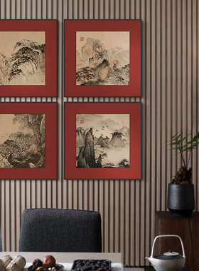 中式复古画玄关高档装饰画正方形