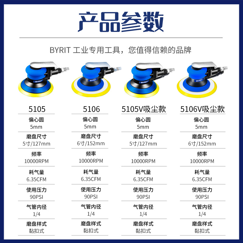 百力特气动打磨机工业级方型气磨机汽车打蜡抛光砂纸机小型干磨机 - 图3