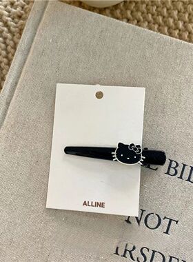 洋气黑皮猫咪甜美发夹韩系八字刘海卡通小猫碎发侧边发卡鸭嘴发饰