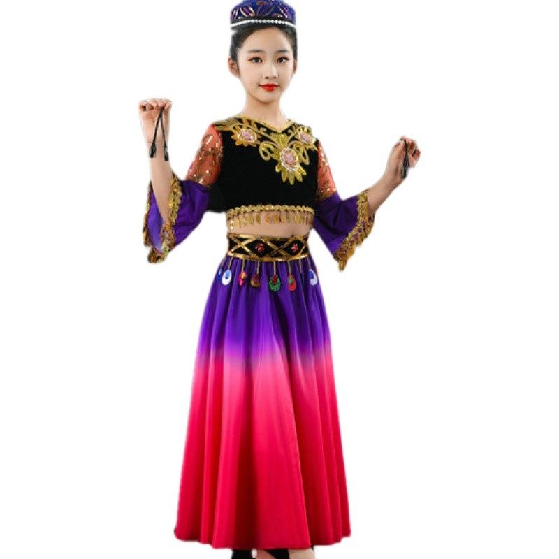 少数民族服装新疆大摆裙维族舞蹈裙 德君妍民族服装/舞台装