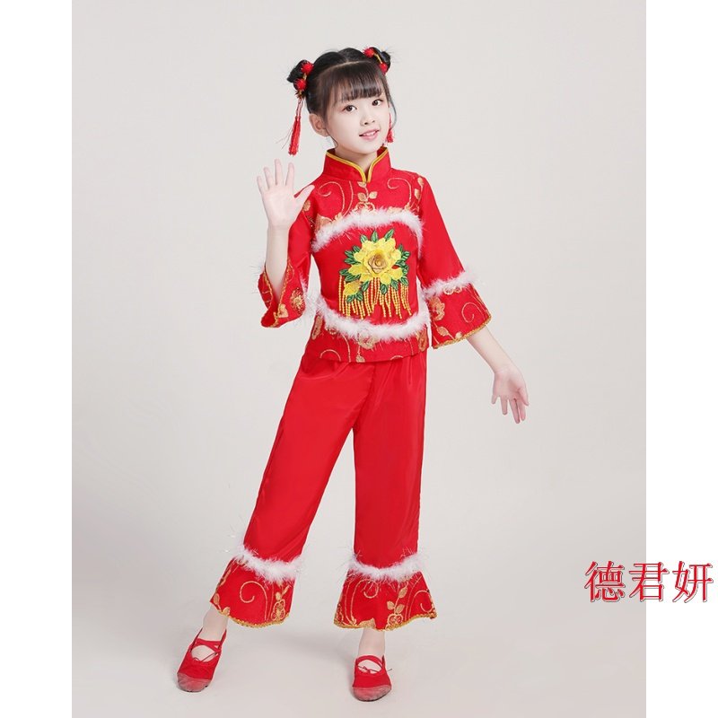 元旦儿童喜庆中国风开门红灯笼民族 德君妍民族服装/舞台装