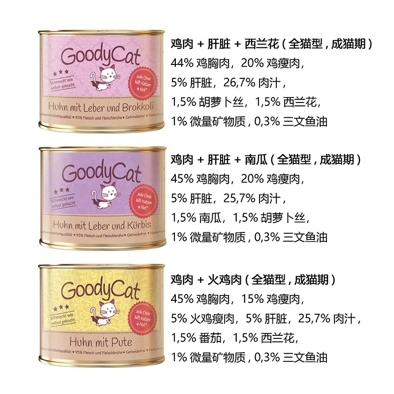 德国进口咕迪猫goodycat浓汤猫咪主食罐头湿粮成幼猫粮180g-图1