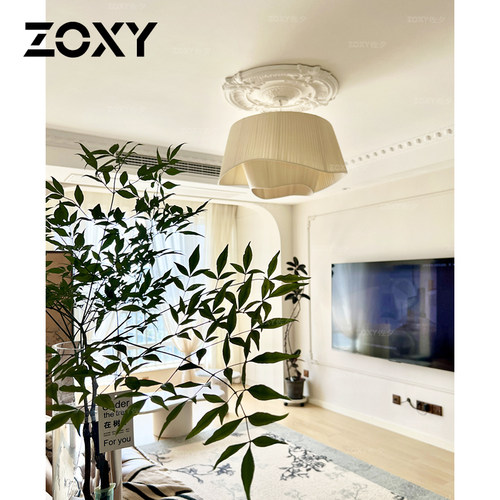 zoxy佐夕 日式奶油ins风布艺卧室房间吊灯客厅主卧爆款网红法式灯 - 图1