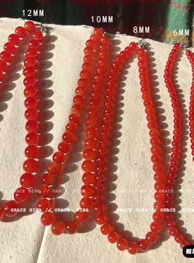 贵气又显白！复古红玛瑙串珠项链女款高级感锁骨链时尚毛衣链秋冬