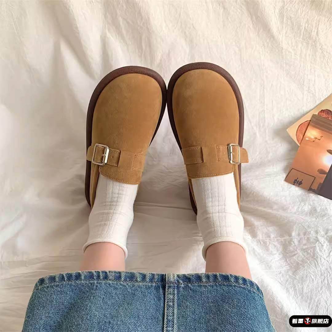 厚底勃肯鞋女复古春季2025新款豆豆乐福鞋平底防滑配裙子软底单鞋,淘宝优惠券,粉丝福利购,淘宝优惠卷