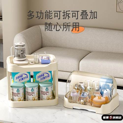 放宝宝奶瓶收纳盒装婴儿餐具碗筷辅食工具箱防尘沥水储物柜置物架 - 图1