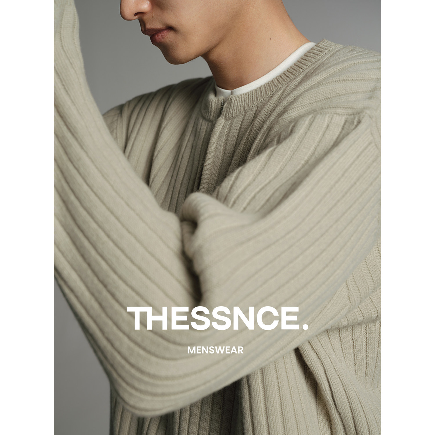 THESSNCE 蓬松暖绒全羊毛抽针坑条肌理 随性拉链针织衫毛衣男冬季,淘宝优惠券,粉丝福利购,淘宝优惠卷