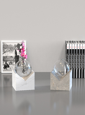 大理石拼接轻奢风餐厅插花器摆件