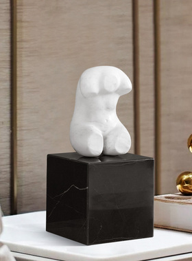 轻奢现代创意大理石装饰摆件样板间酒店大堂玄关高档软装家居饰品
