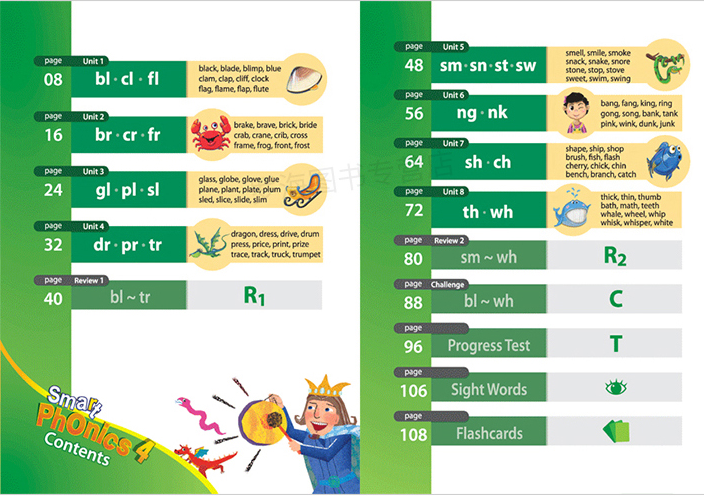 原版进口少儿英语自然拼读教材新版 Smart Phonics 4级含app小学短期课程 双辅音组合 辅助教材见词能读听音能写