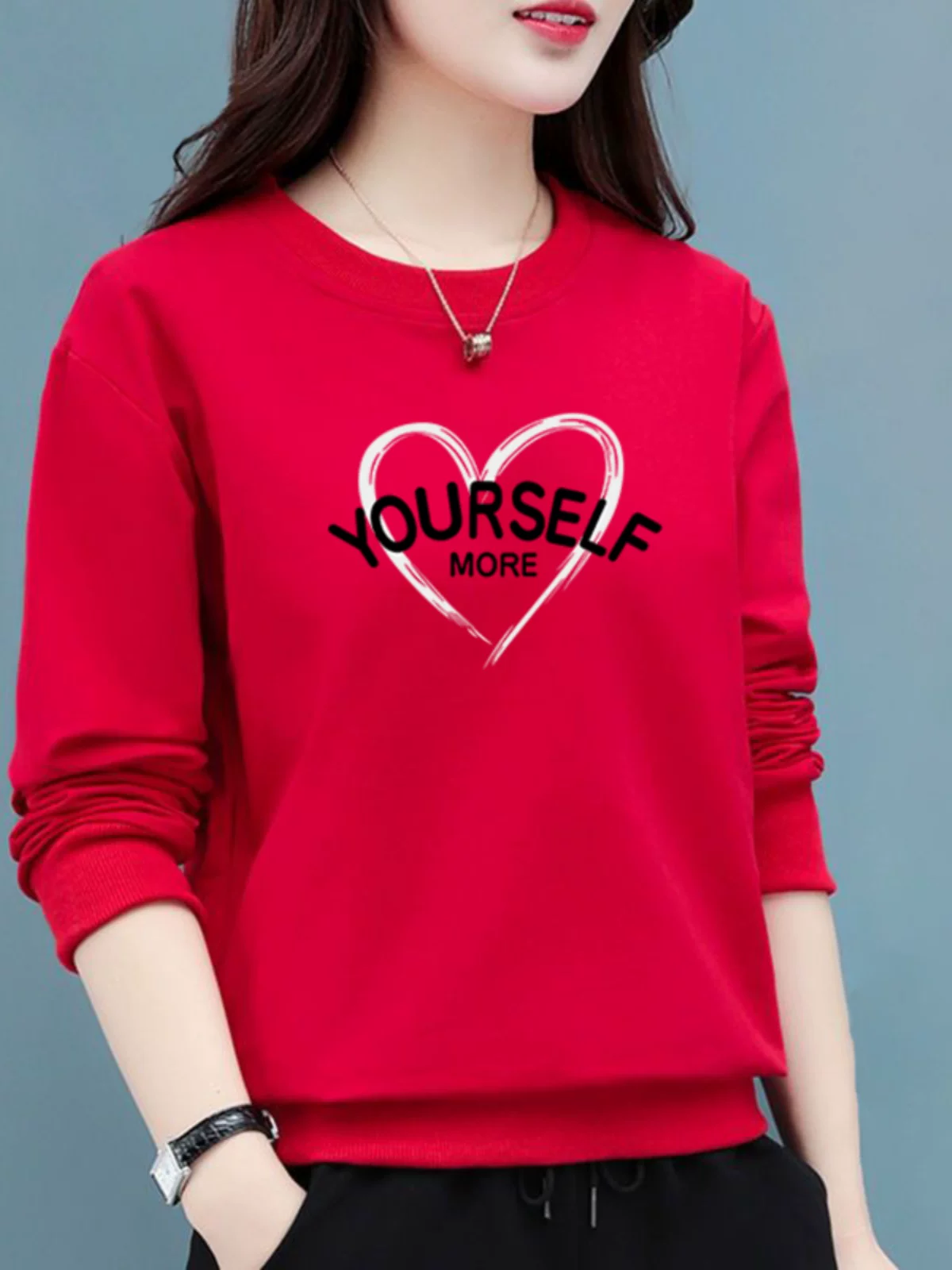 Tide, sweatshirt, warm long-sleeve, spring jacket with a round collar, oversize