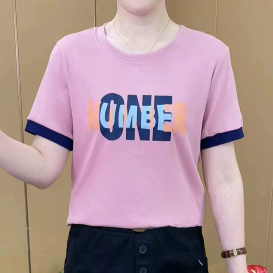 夏季新款妈妈装时尚洋气短袖打底衫女显瘦遮肉休闲T恤圆领上衣服