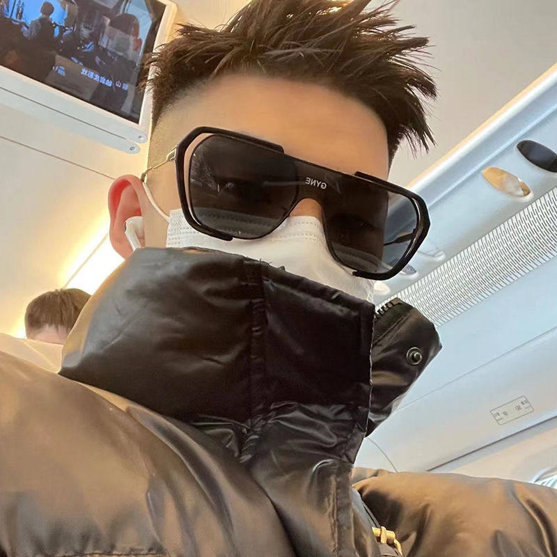 潮流墨镜男连体方形大框眼镜女小红书大脸显瘦防紫外线开车太阳镜,淘宝优惠券,粉丝福利购,淘宝优惠卷