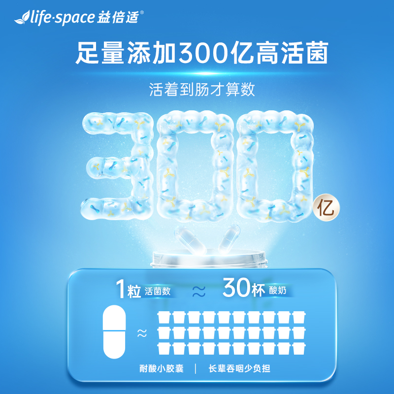 澳洲进口lifespace益倍适中老年人肠道益生菌40粒肠胃胀气养胃