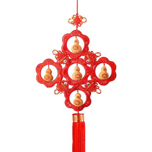 天然红色五福八卦葫芦中国结挂件30-60-80厘米卫生间卧室门对门等 - 图3