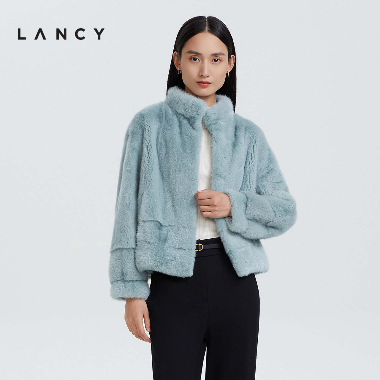 LANCY/朗姿皮草2022冬季新款短款水貂毛小立领高级感保暖外套女