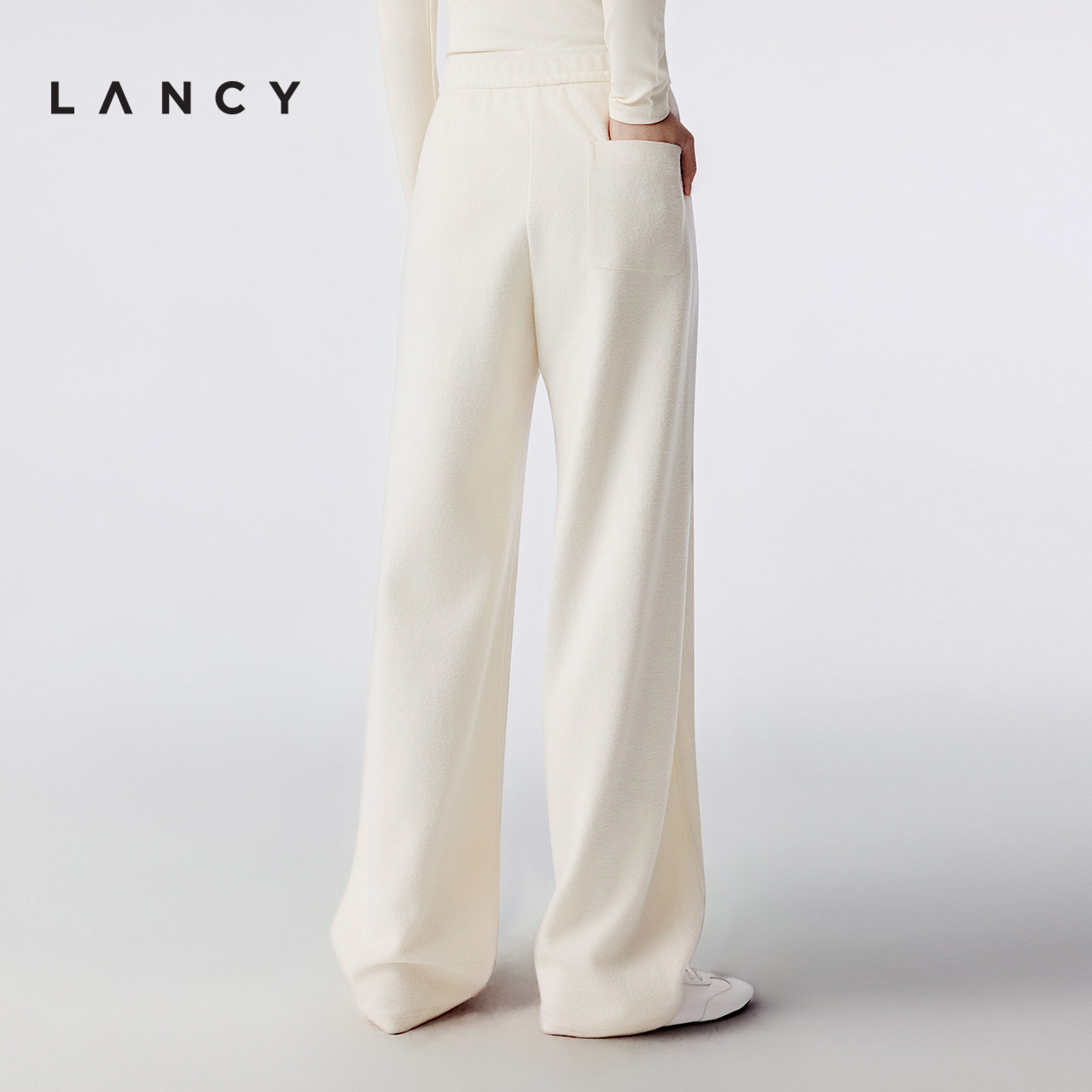 LANCY/朗姿2025冬新款简约羊毛阔腿高腰直筒休闲西装裤百搭长裤女,淘宝优惠券,粉丝福利购,淘宝优惠卷