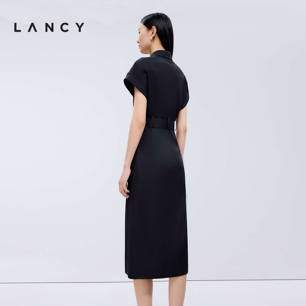 LANCY/朗姿2025夏季新款知性高端收腰显瘦衬衫连衣裙气质通勤裙子 - 图2