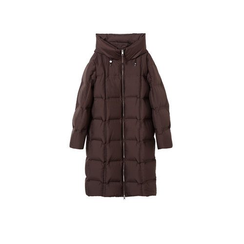 【匈牙利白鹅绒】LANCY/朗姿2025冬新款简约百搭连帽中长羽绒服女 - 图3