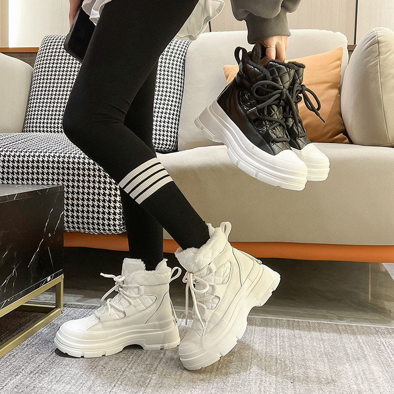 厚底2022年冬季高帮休闲加绒短靴 珂简妮时尚雪地靴