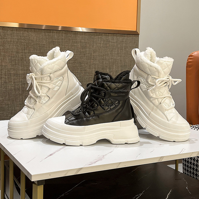 厚底2022年冬季高帮休闲加绒短靴 珂简妮时尚雪地靴