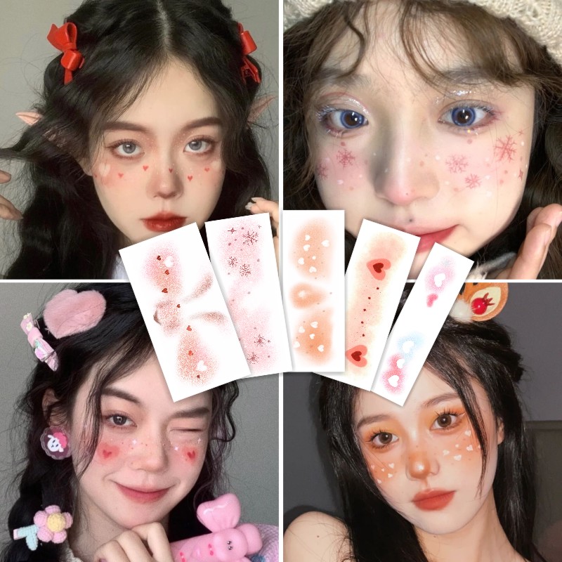 圣诞节妆容 纹身贴小鹿可爱 麋鹿 防水 爱心甜美少女脸部装扮贴纸