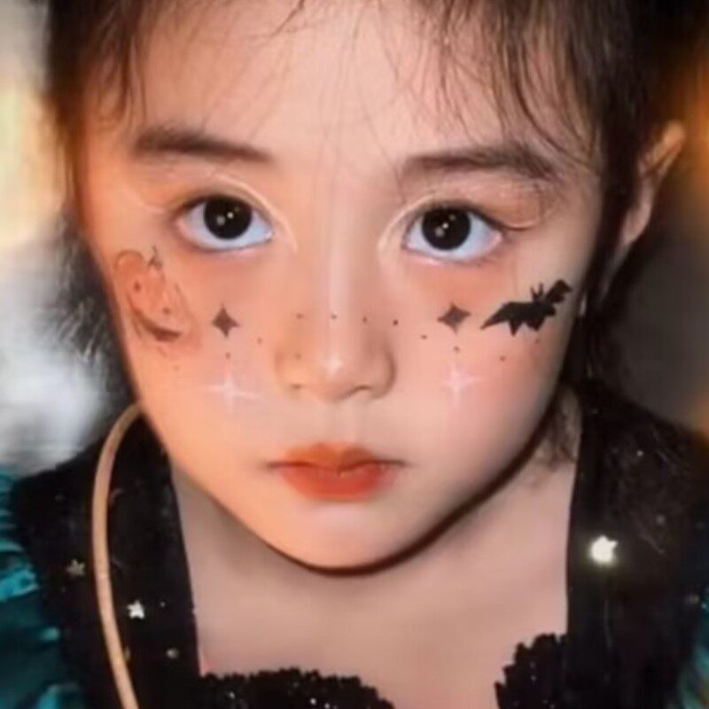万圣节儿童纹身贴卡通南瓜女巫圣诞节可爱装扮腮红水印贴妆容脸贴