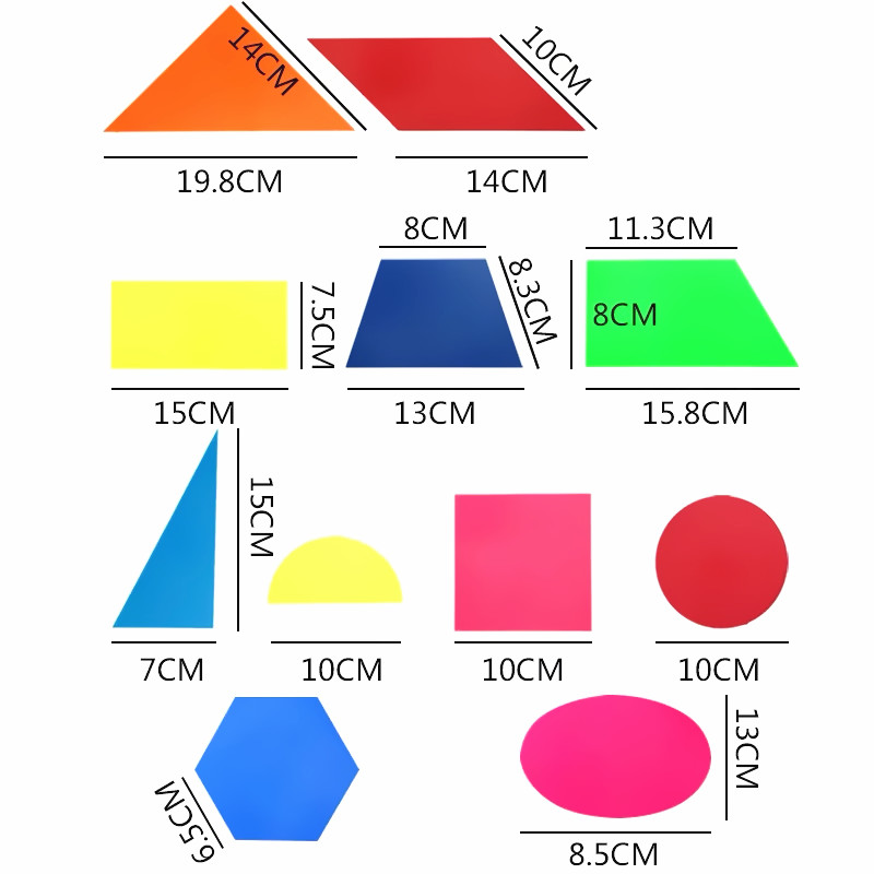 大号磁性几何图形片三角形正方形长方形平行四边形圆形半圆椭圆形梯形几何图形磁片教师演示形状认识教具 - 图0
